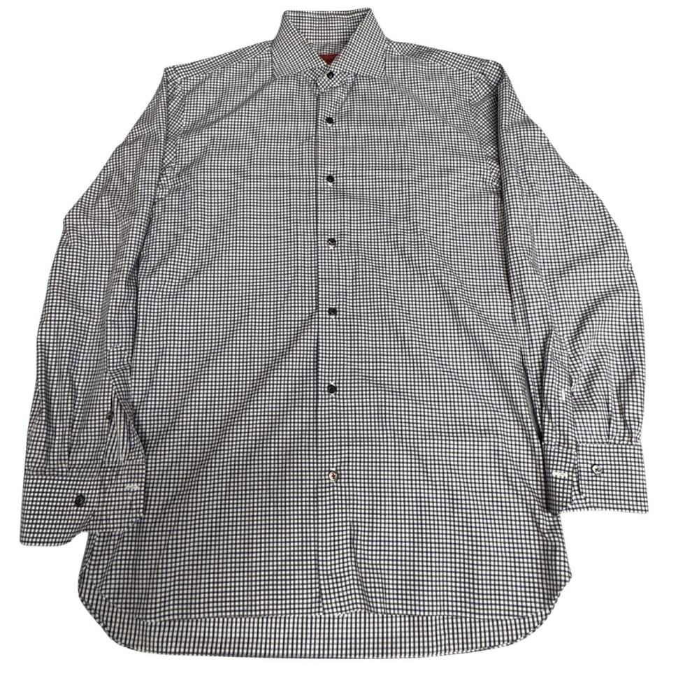 Isaia Napoli Dress Shirt Men’s 16.5 Check Luxury Cotton